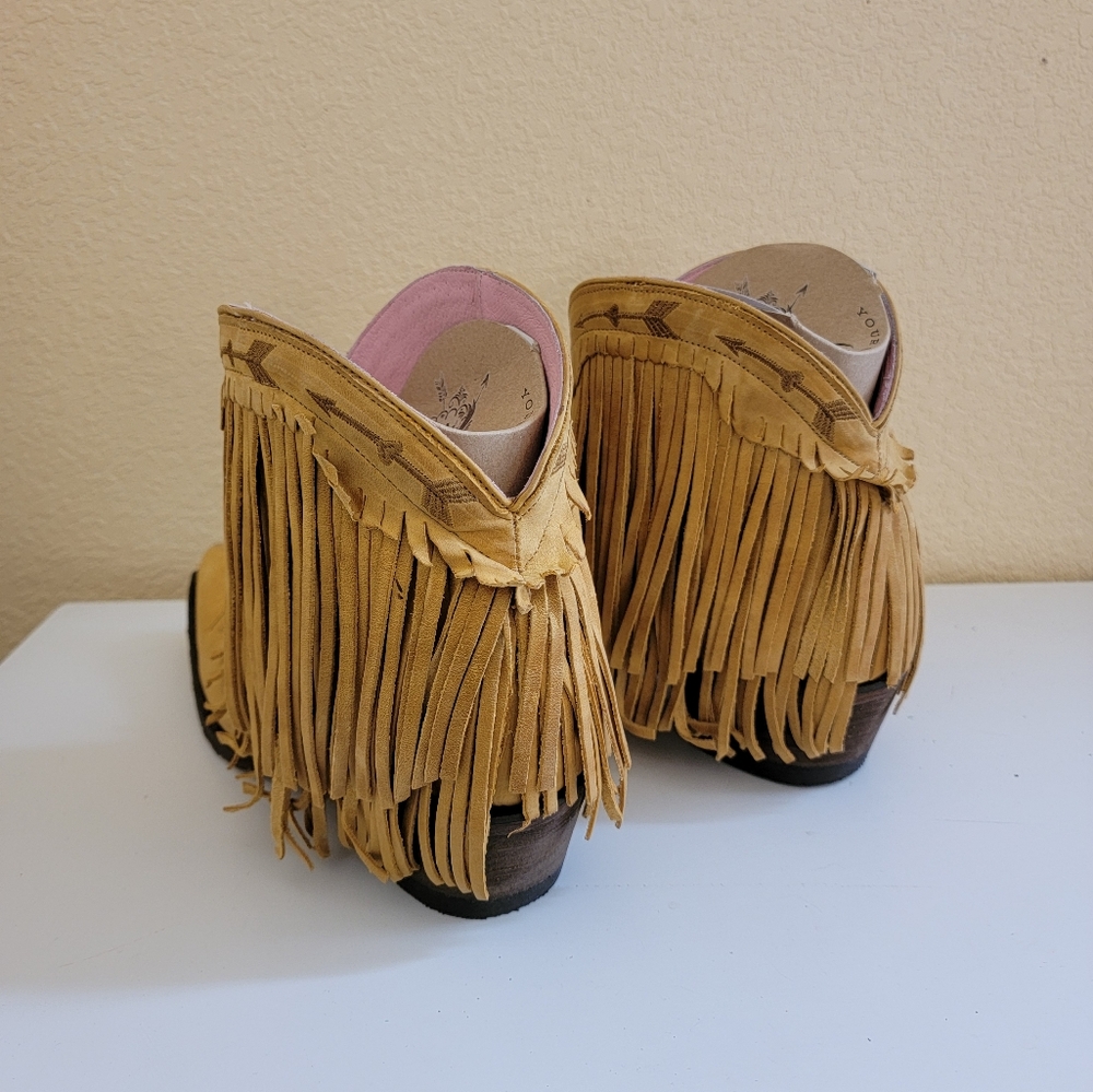 Junk Gypsy by Lane Spitfire Mustard Fringe Leather Western Ankle Boots size 7 - Picture 4 of 11